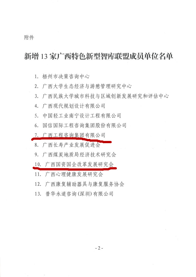 喜報(bào)！廣西工程咨詢集團(tuán)和廣西國資國企改革發(fā)展研究會(huì)成為廣西智庫聯(lián)盟成員單位